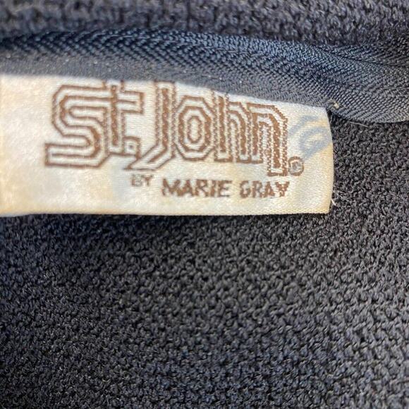 St John Dress Womens 4 Maria Gray Black Santana Knit Evening Formal Sexy - Picture 2 of 12